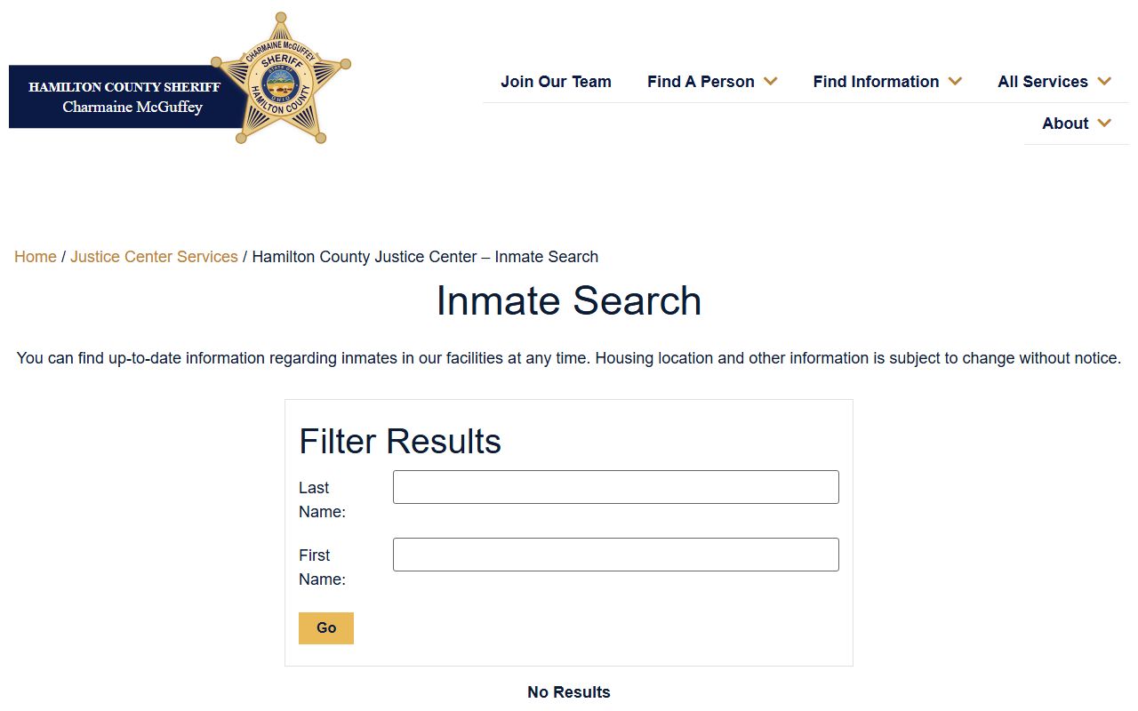 Cincinnati 24 hour booking inmate lookup at Hamilton County