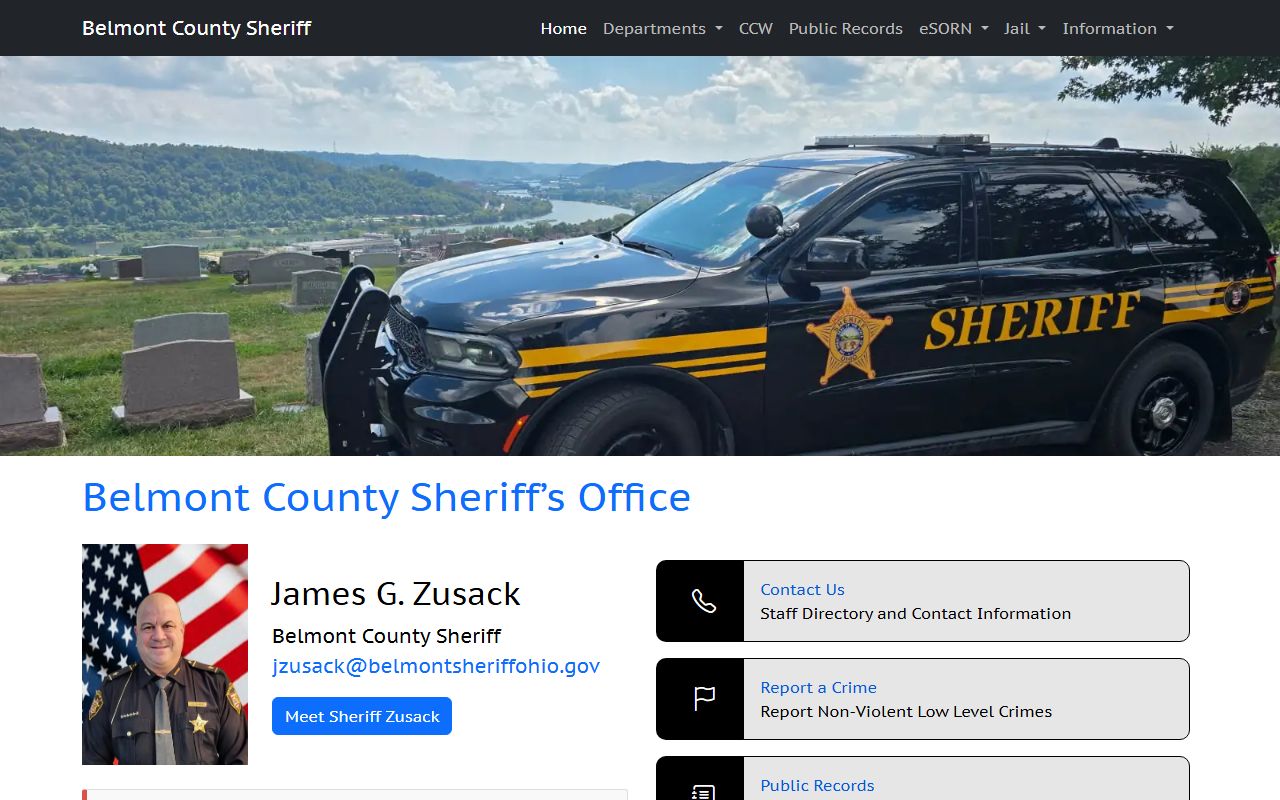 Belmont County 24 hour booking Sheriff's Office jail page
