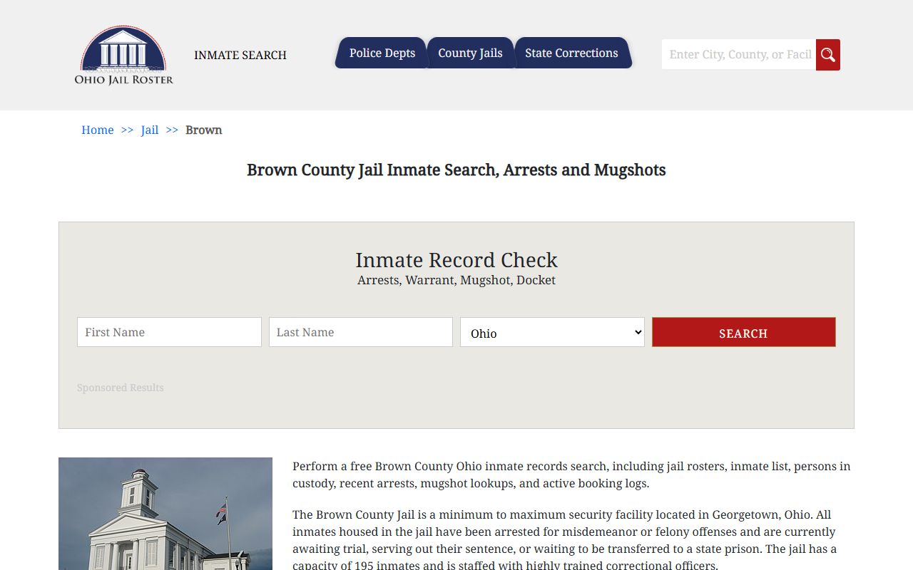 Brown County 24 hour booking inmate search roster