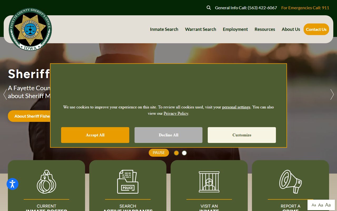 Fayette County 24 hour booking sheriff office