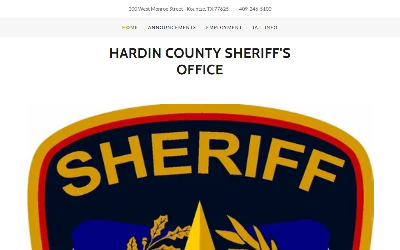 Hardin County 24 hour booking sheriff office