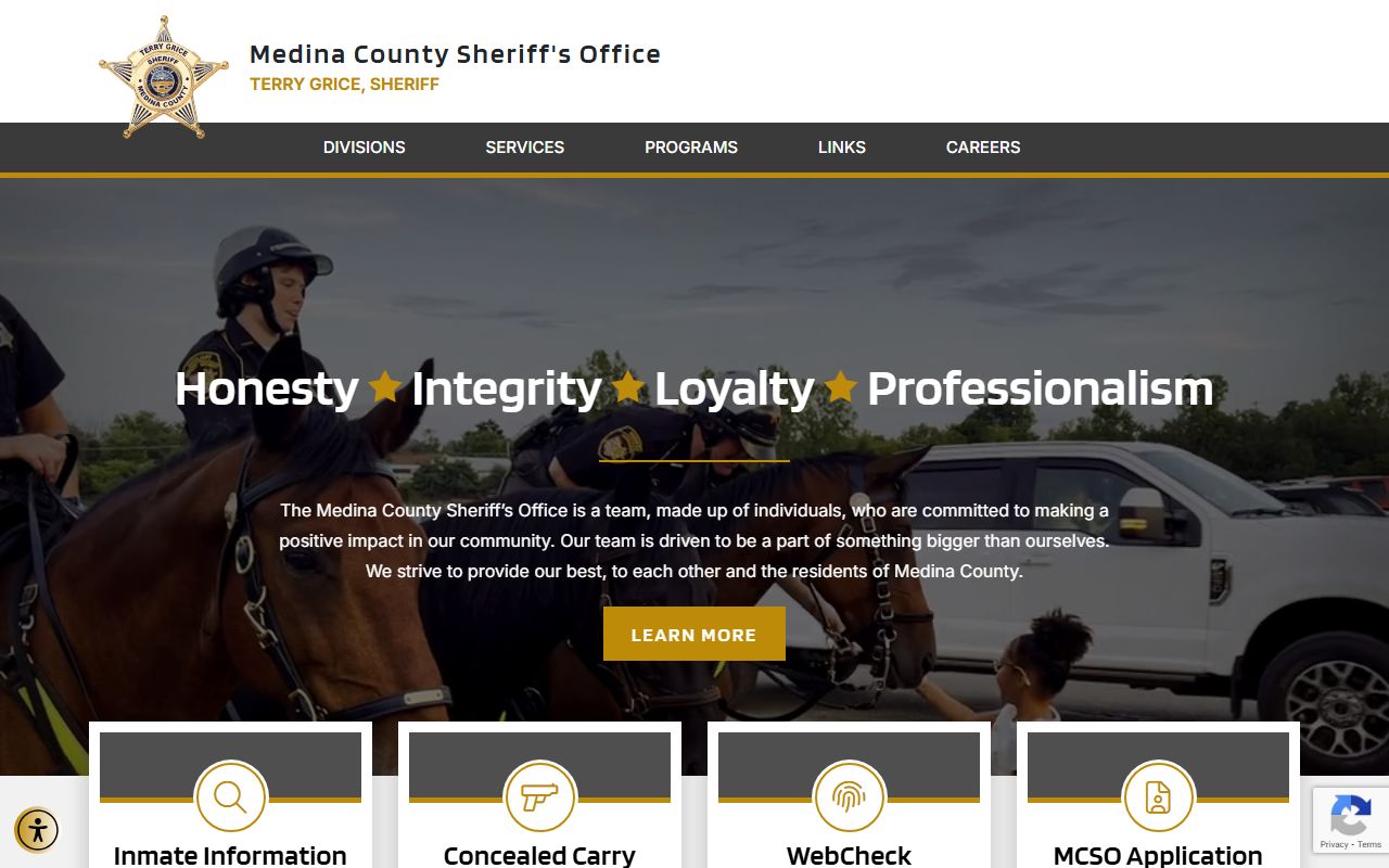 Medina County Sheriff portal for 24 hour booking search